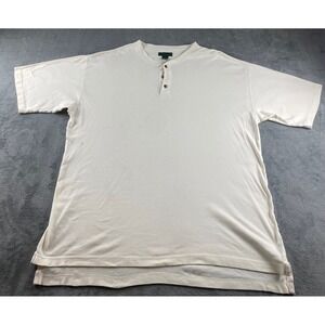 Clubfellow Mens Cream Cotton Short Sleeve Henley T Shirt LT‎